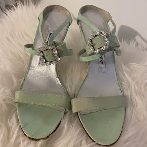 Green Manolo Blahnik strapped heel